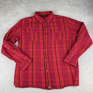 Backcountry Shirt Mens Large Red Plaid Flannel Flap Pockets Button Up Cotton